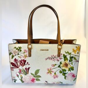 CALVIN KLEIN - Beige Floral Embossed Tote - Bought for $124